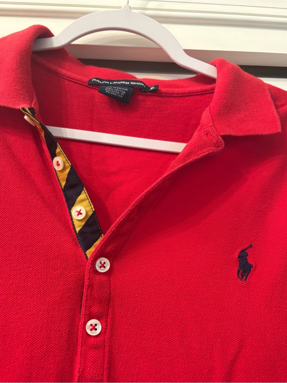 Ralph Lauren Sport Women’s Red Long Sleeve Polo Shirt with Contrast Trim XL
